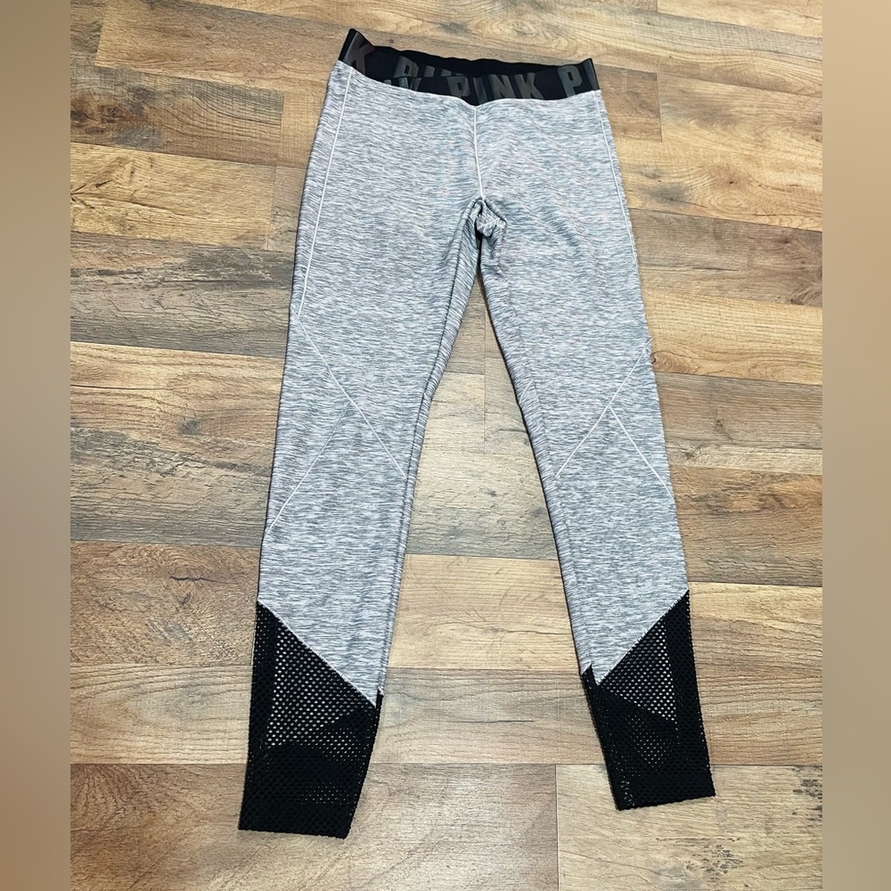 NWOT  PINK Victoria's Secret Gray and Black Leggings with Sporty Color-Blocking